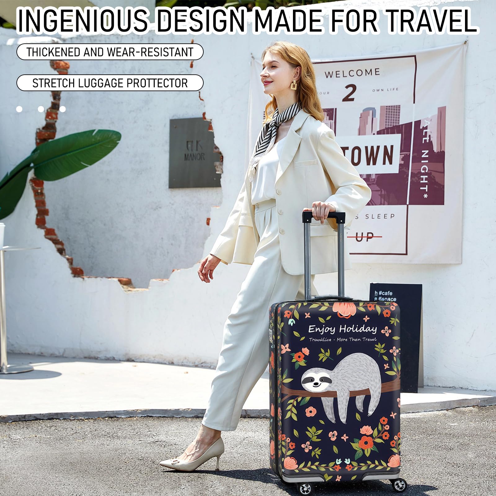 Housse Valise, Elastique Housse de Protection pour Valise, Protection Valise, Bagage de Voyage Couverture, Lavable Couverture de Bagages Elastique pour 18-32 Pouce Valise