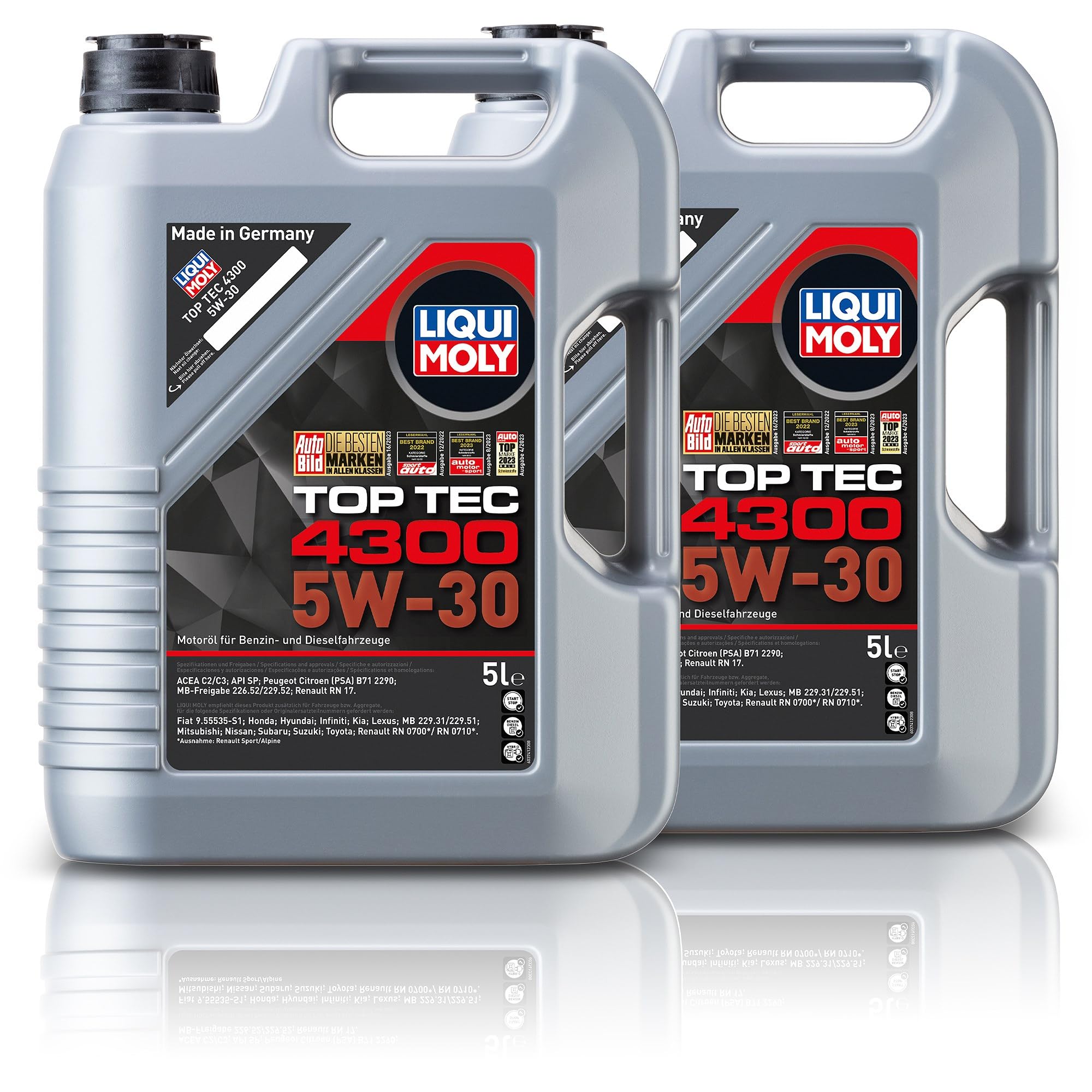 2x 5 L = 10 LITER LIQUI MOLY TOP TEC 4300 5W-30 MOTOR-ÖL MOTOREN-ÖL 31770742