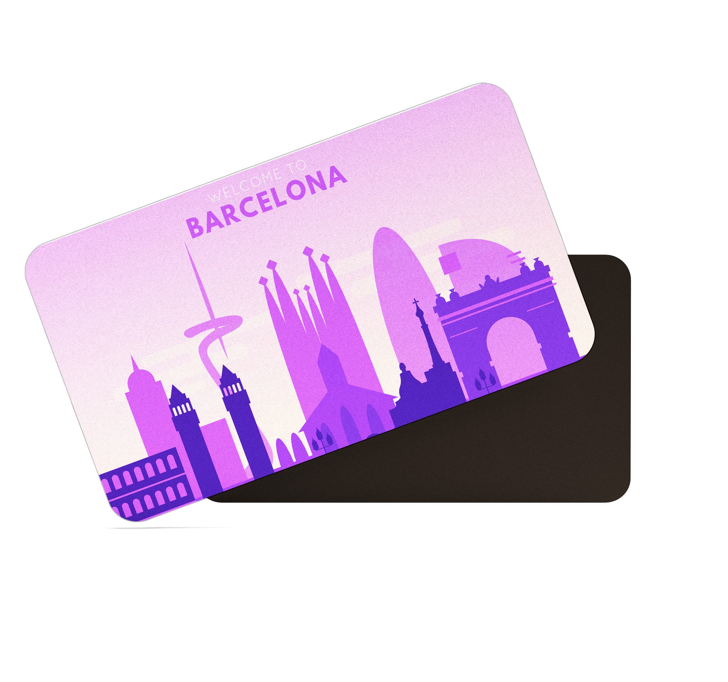dhcrafts Rectangular Rubber Fridge Magnet/Magnetic Card Purple Barcelona Design Pack of 1 (8.6cm x 5.4cm)
