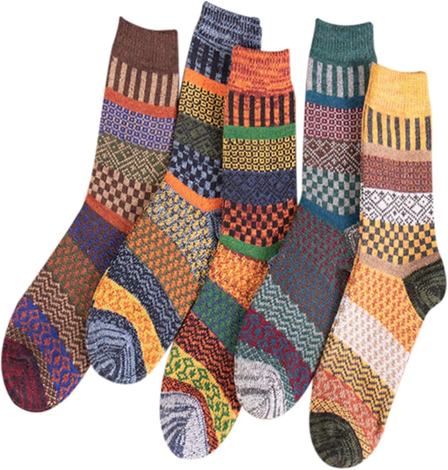 5 Pairs Women's Winter Wool Socks, Knitted Socks Winter Socks Cotton
