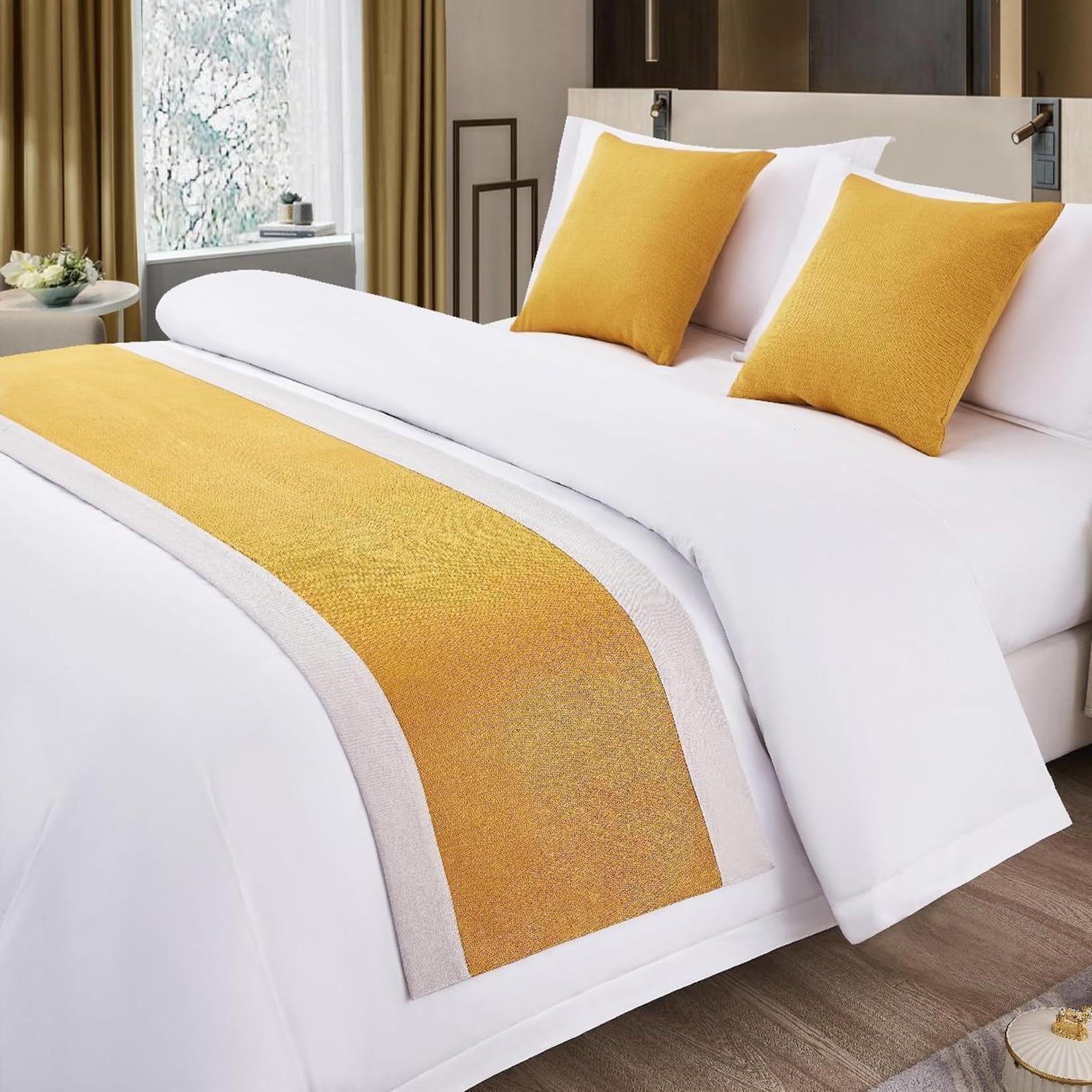 TTiiLoe Cotton Linen Cushion Cover with Core, Pillow Polyester Car Seat Cushion for Sofa Chair Bed Couch, Linen-Yellow, 45 * 45cm