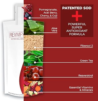 REVIVIFY مزيج الفاكهة المؤيد للحيوية مع Superoxide Dismutase (SOD) ، 1 fl oz Gel Packet ، توريد لمدة 30 يومًا