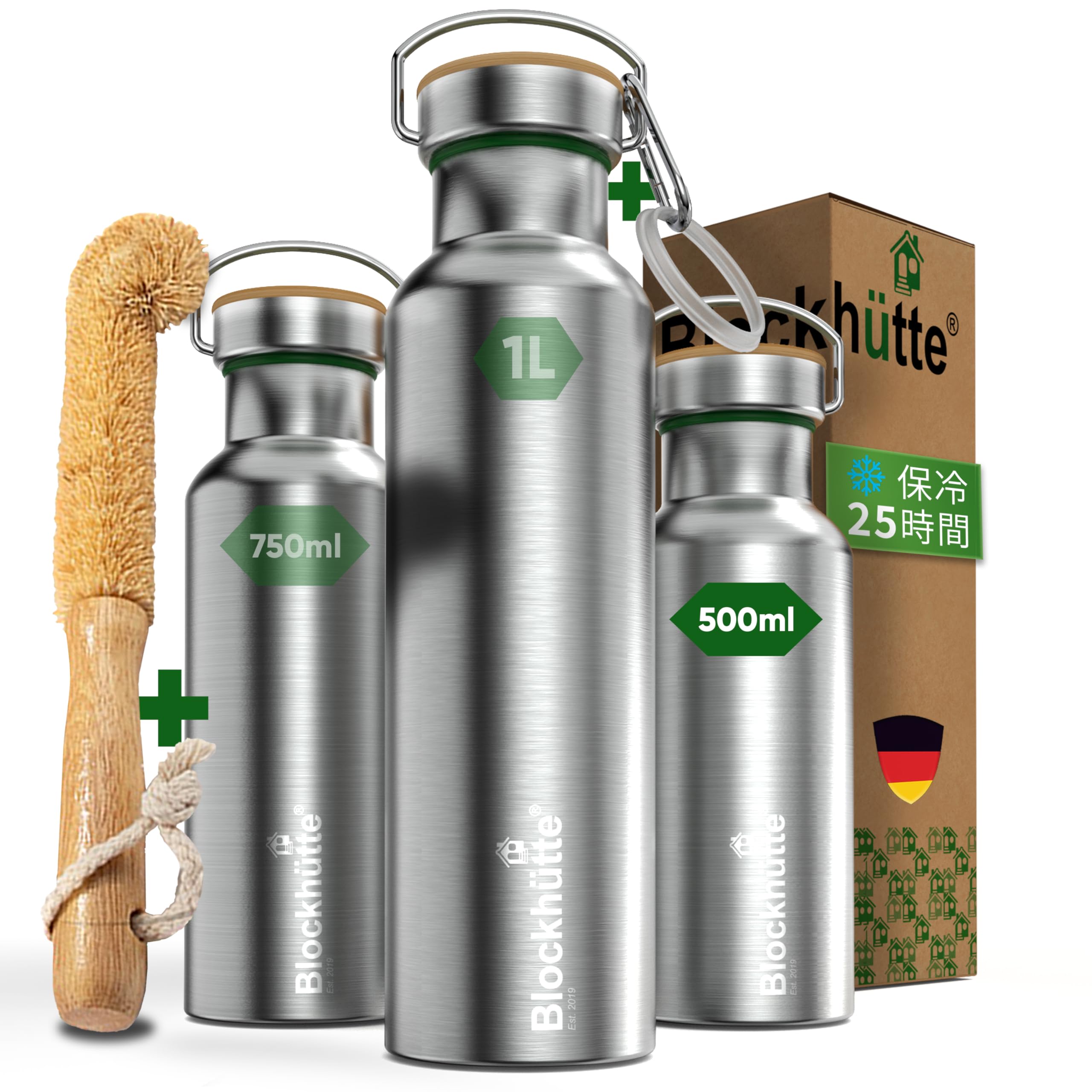 Amazon | Blockhütte 水筒 500ml ステンレスボトル 保温 保冷 真空断熱