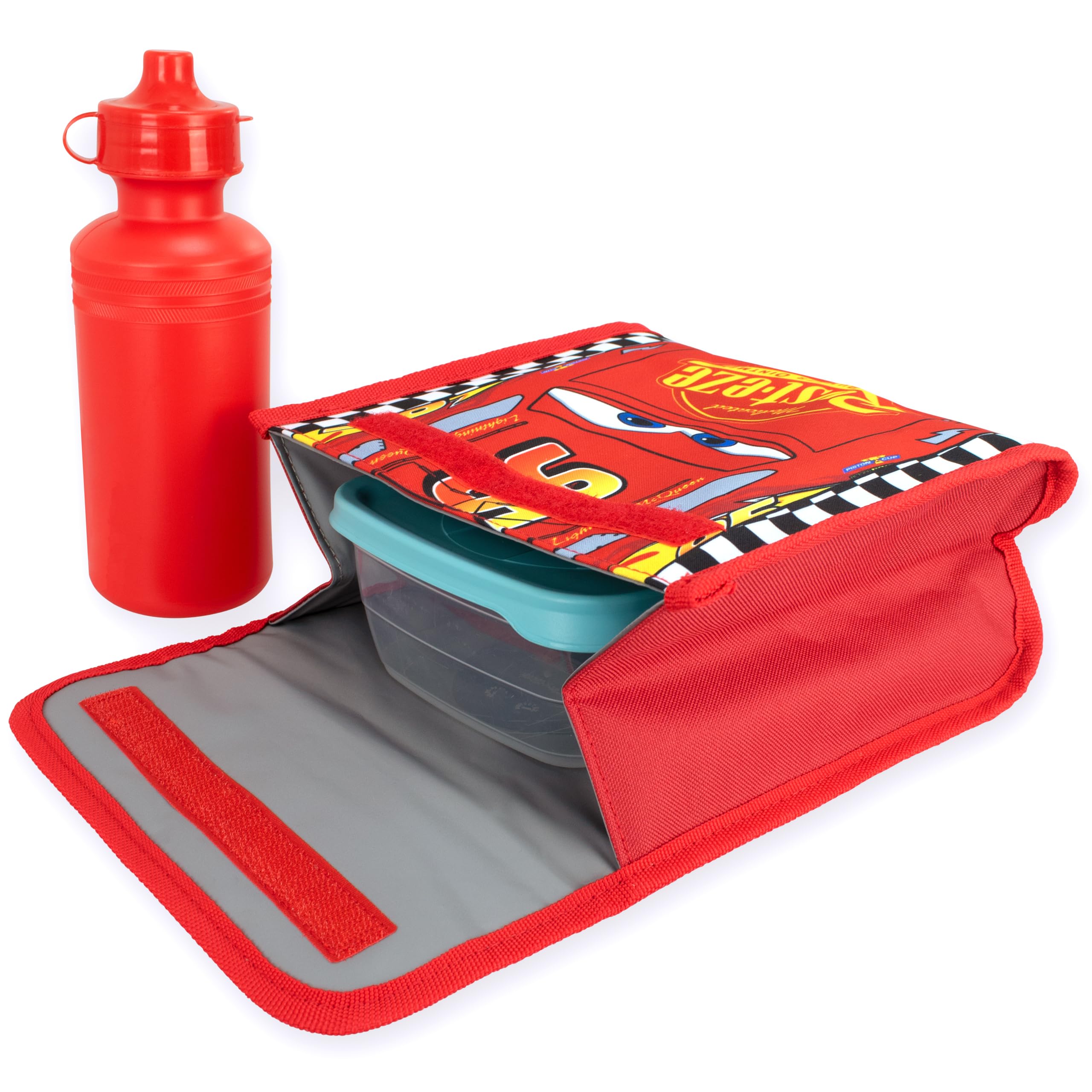 Disney Juego de Mochila Cars de 4 Piezas | Mochila Rayo Mcqueen, Estuche para lápices, Botella de Agua y Bolsa para el Almuerzo | Mochilas Infantiles para El Colegio Y Las Aventuras