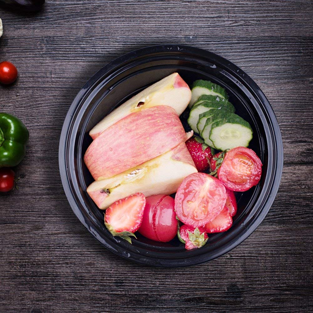 Glotoch - Contenedores de alimentos preparados para comidas, paquete de 50 unidades, desechables con tapas, contenedores duraderos para llevar, para ensalada, microondas, sin BPA, apilables, 16 onzas