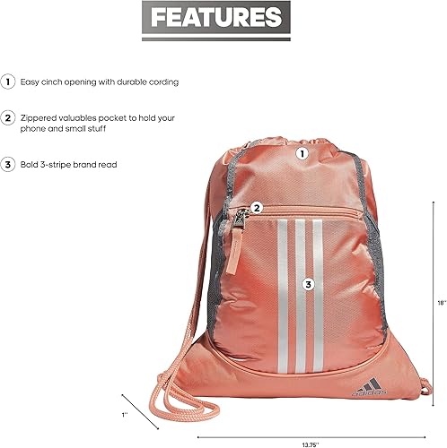 Miniatura 2 de adidas Mochila Alliance 2, Wonder ClaySilver MetallicOnix Grey, talla única , Alliance 2 Sackpack