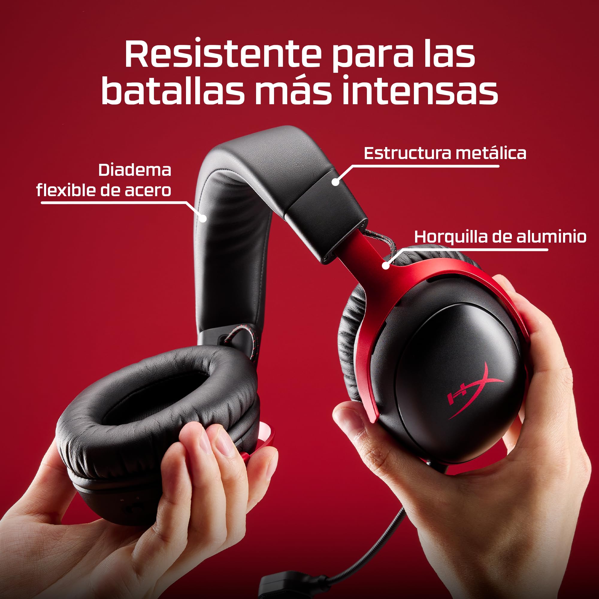 HyperX Cloud III S - Auriculares Gaming inalámbricos, Bluetooth, 2.4Ghz, PC, PS5, Xbox, Drivers 53 mm, DTS, micrófono 10mm, batería hasta 200h, Rojo-Negro