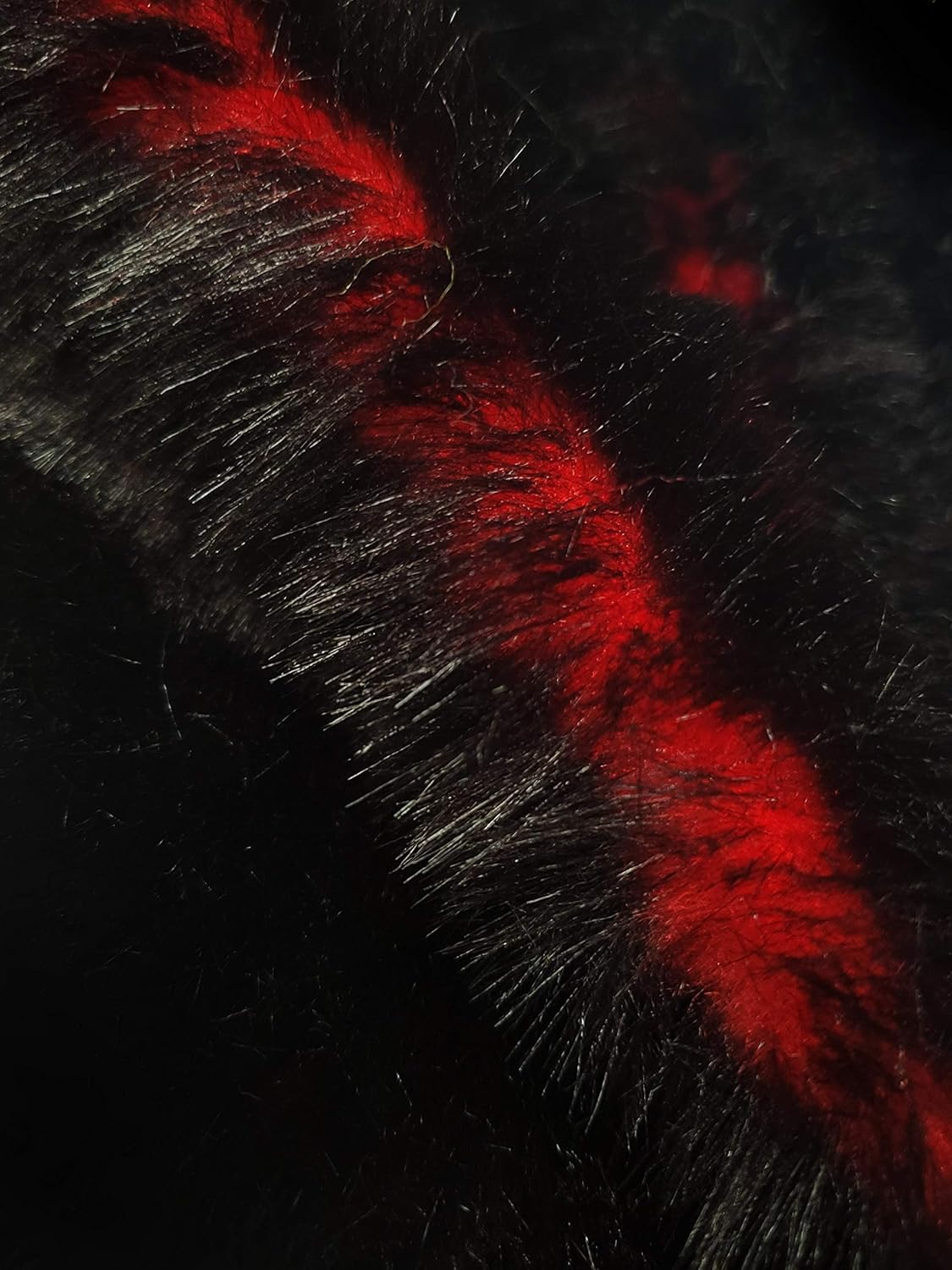 Faux Fur MINI Shaggy - 3/4" Pile - 60" Wide - Sold By The Yard (RED with Black Tips)