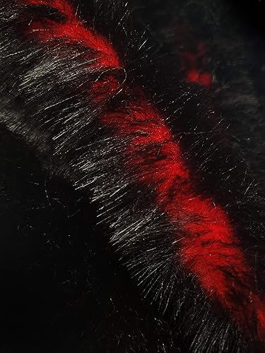 Miniatura 2 de Pelo corto de pelo sintético, pelo de 34 pulgadas, 60 pulgadas de ancho, vendido por The Yard (rojo con puntas negras)