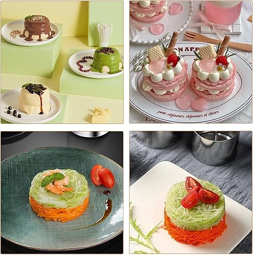 Miniatura 6 de Juego de 3 anillos redondos de acero inoxidable para tartas, molde de anillo para pastel de mousse con juego de prensa