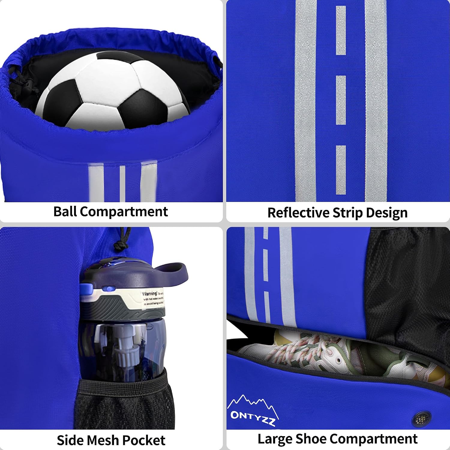 ONTYZZ Sports Backpack with Drawstring Closure Basketball Backpack with Shoe Compartment Swim Beach Bag