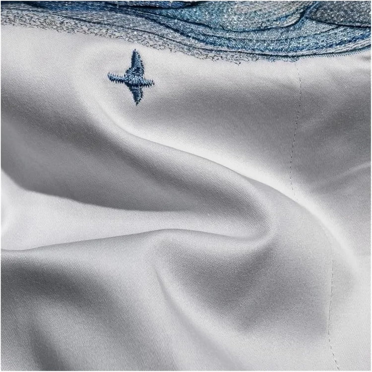 Chic Marble Abstract Emboidery White Gray Duvet Cover Set 4Pcs 1000TC Long Staple Cotton Premium Bedding Bed Sheet Pillowcases,Bed