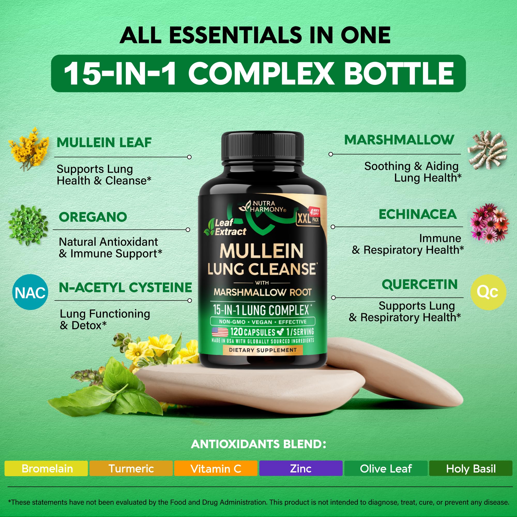 Mullein Lung Detox - Mullein Leaf 10:1 Extract Supplement - 120 Caps — Amazon image 5