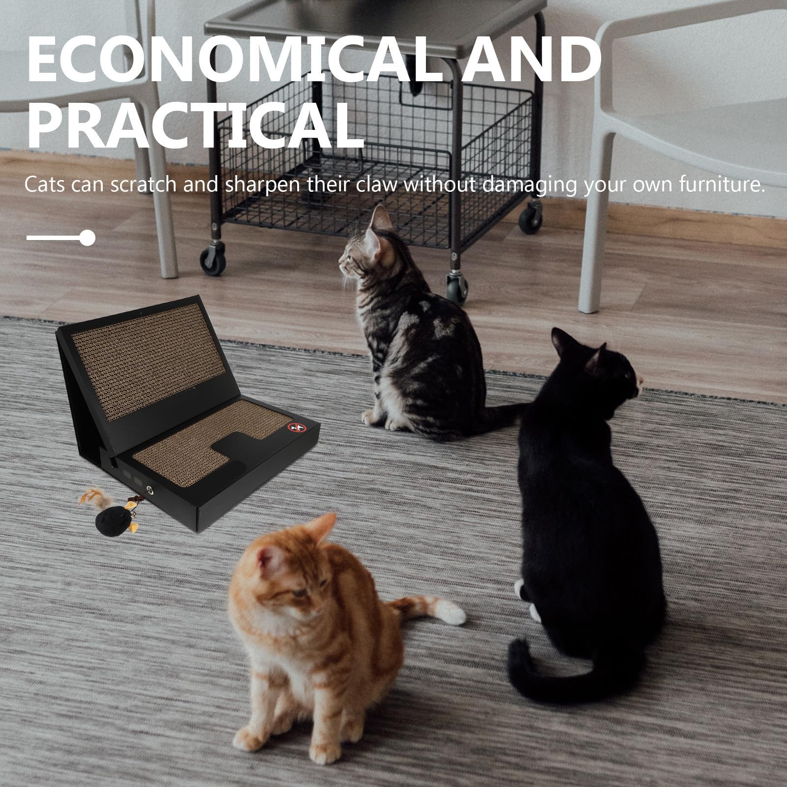 Laptop Modelliertes Katzenkratzspielzeug Kreatives Kratzbrett aus Wellpappe mit Stabiler Konstruktion und Beißring, ideal für Katzen im Wohnraum