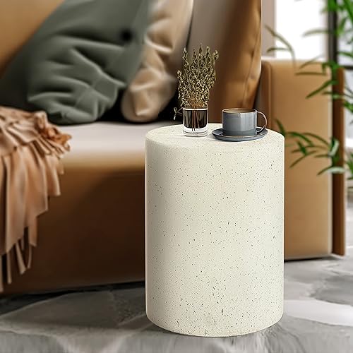 Miniatura 9 de LuxenHome - Mesa auxiliar para exteriores, mesas auxiliares de cemento de 18 pulgadas para patio, mesa decorativa de jardín, modernas mesas