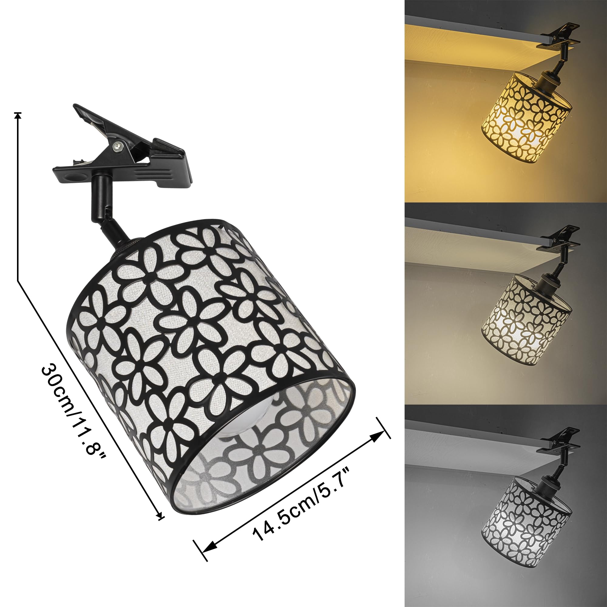 Verstellbare Klemmlampe mit Akku,LED Wandlampe innen, Dimmbar Nachttischlampe,Schreibtischlampe ideal für Flur Büro Heimgebrauch - 14CM - TD0679