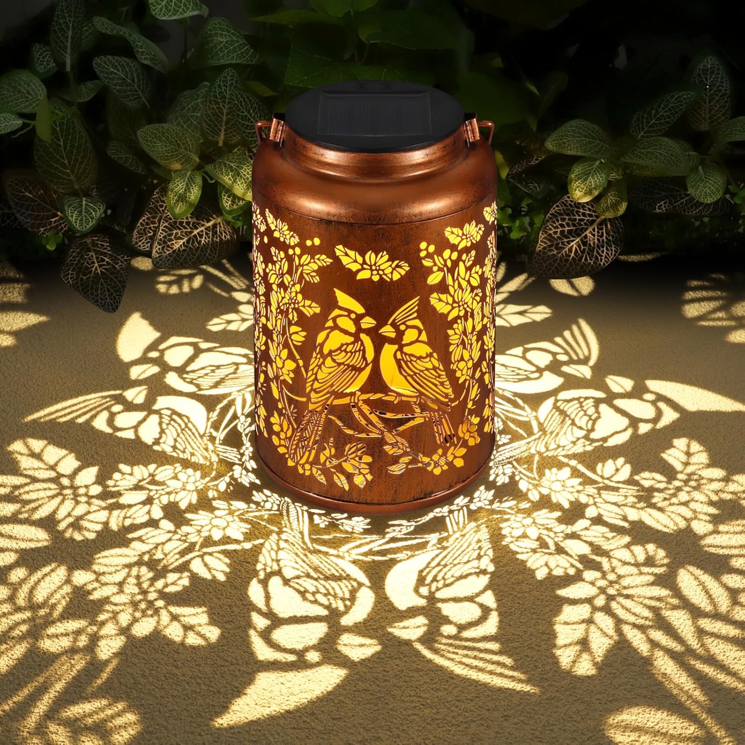Solar Lanterns Outdoor Waterproof Christmas Cardinal Birthdays Gifts for Women Mom Grandma Butterfly Garden Decor Metal Hanging Solar LED Lights for Patio(Red Bird)