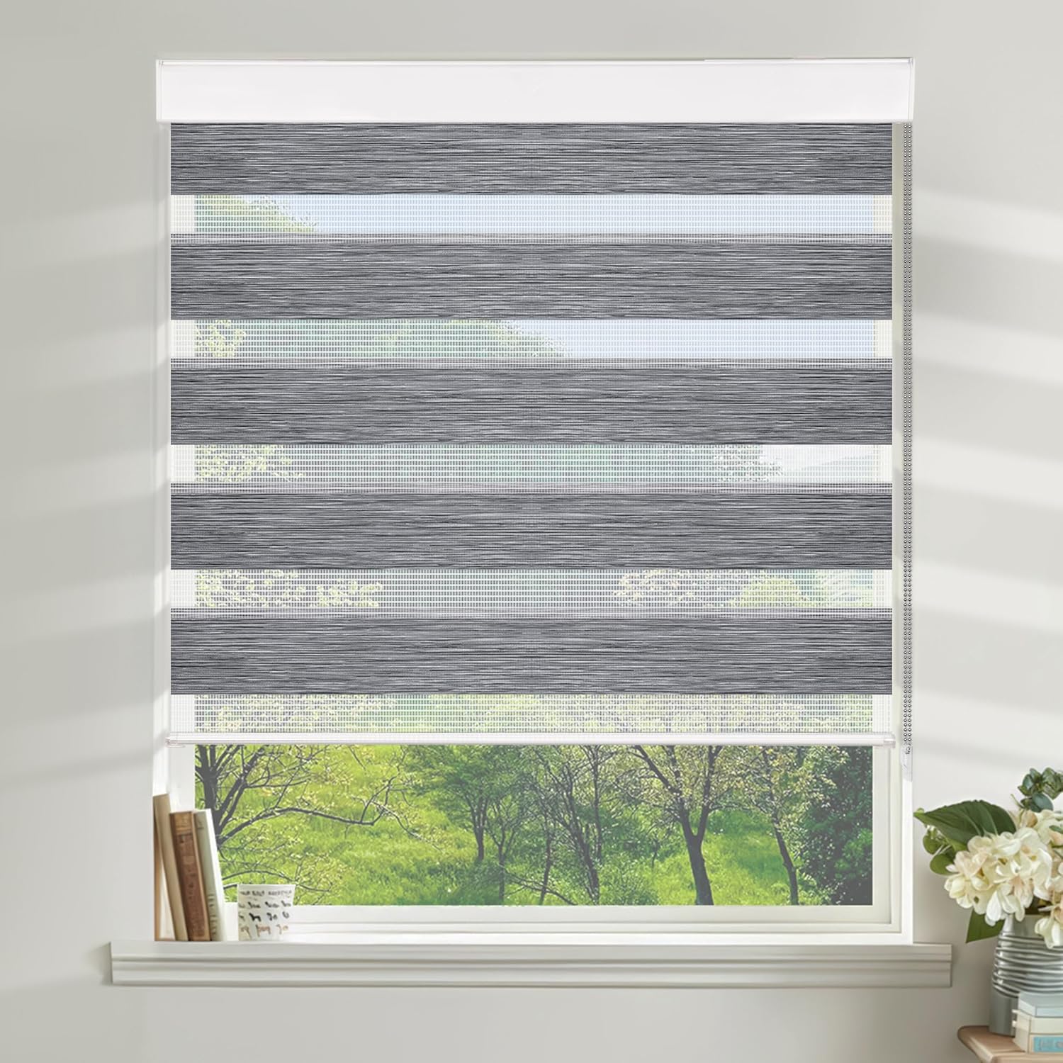 Allesin Zebra Blinds for Windows Blackout Zebra Roller Window Shades,Heather Grey 72?X 34?, Dual Layer Light Filtering UV and Privacy Protection for Day and Night for Home, Office