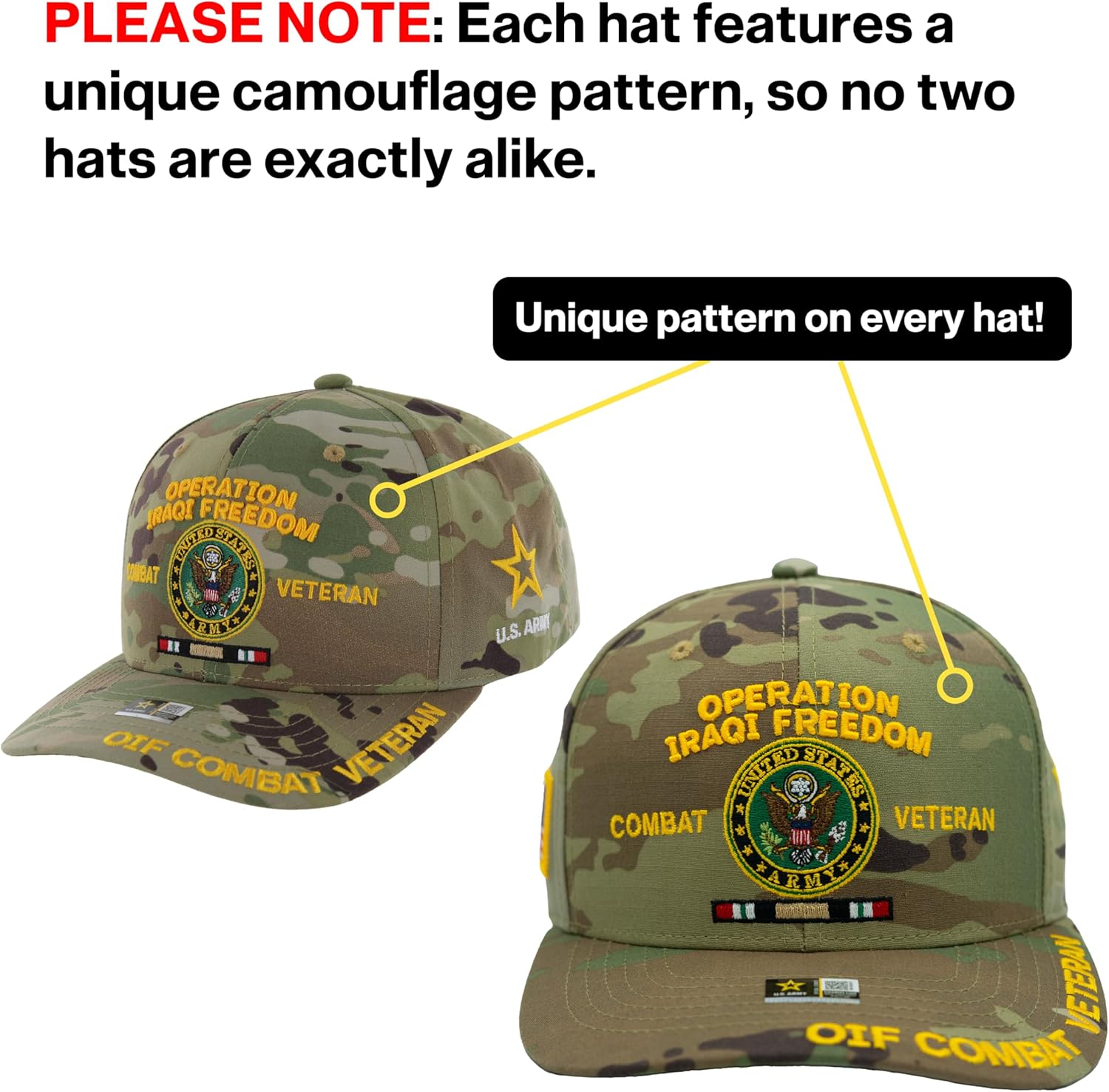 Operation Iraqi Freedom Veteran Hat for Men Official Licensed US Army OIF Combat Veterans Adjustable Cap - Image 7