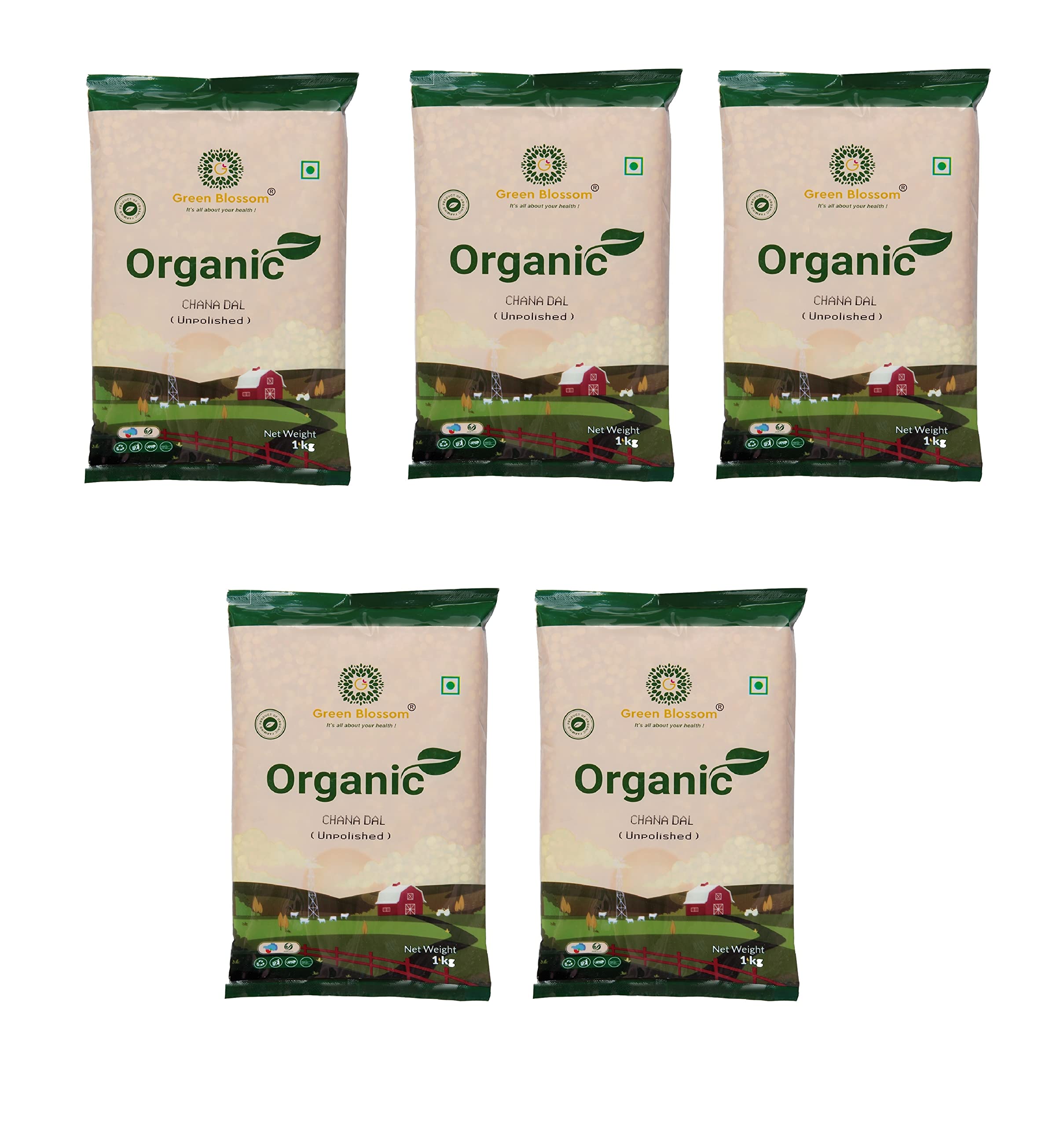 Green Blossom Organic Bajra Pearl Millet Whole and Organic Chana Dal - 5 Kg | Combo of 2 | Style 315 1