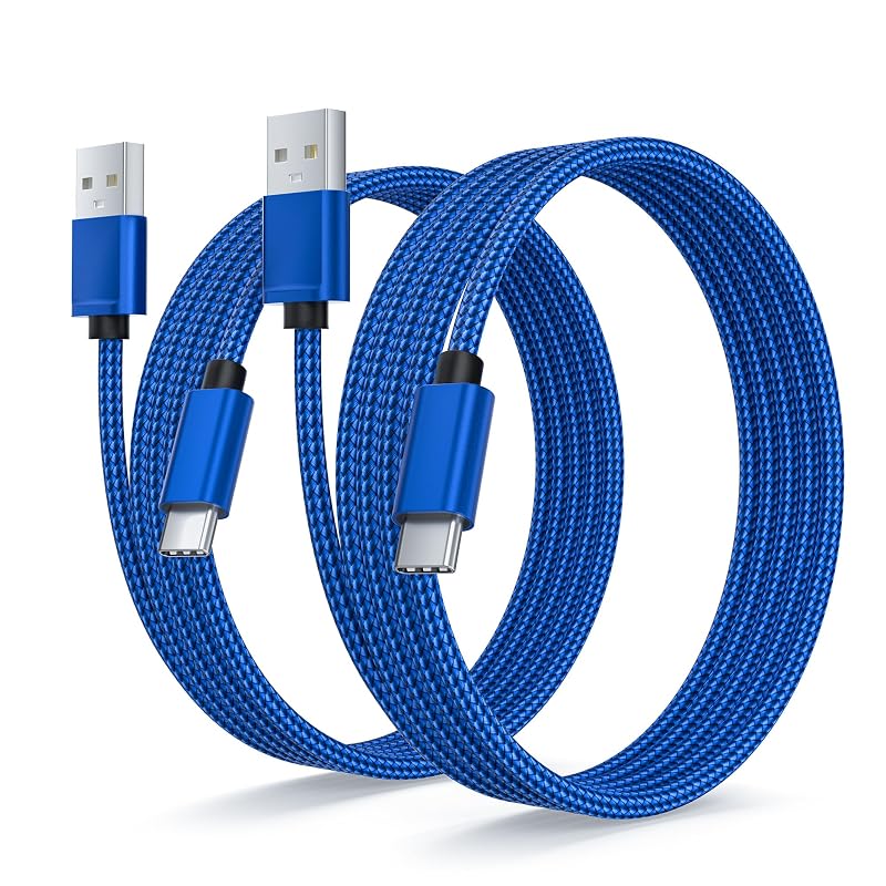 Cabo USB-A para USB-C Basesailor, carregamento e dados, azul, 1 m, pacote com 2