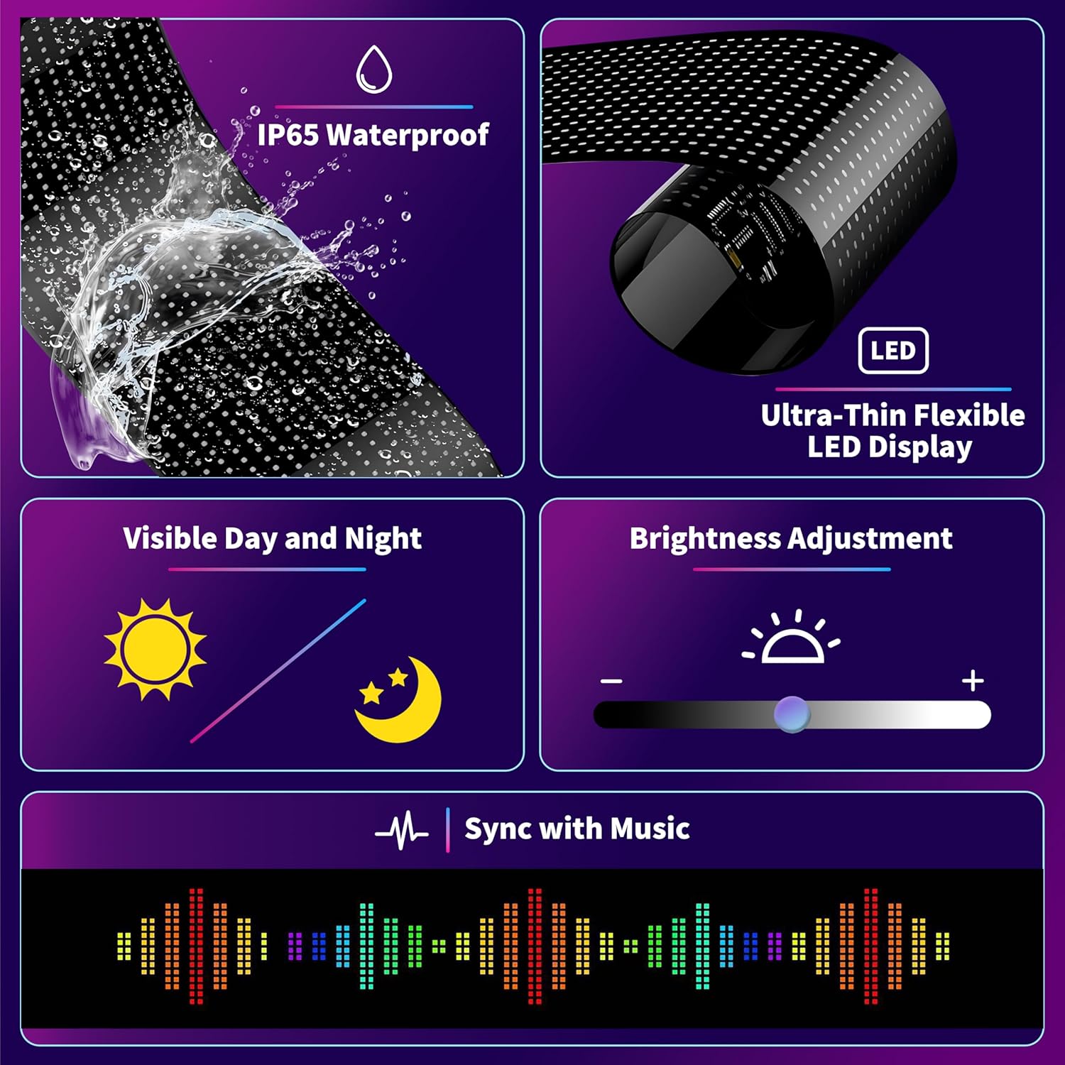LED Eyes for Truck Windshield, 52.4x7.6in Ojos led para Carro, DIY Programmable LED Matrix Panel, with Dual Bluetooth APP & Remote Control, for Semi-Truck/Windshield Modification