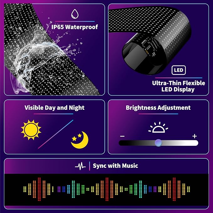 Ojos LED para Camión, Panel Programable 52.4x7.6in con Bluet miniatura 6