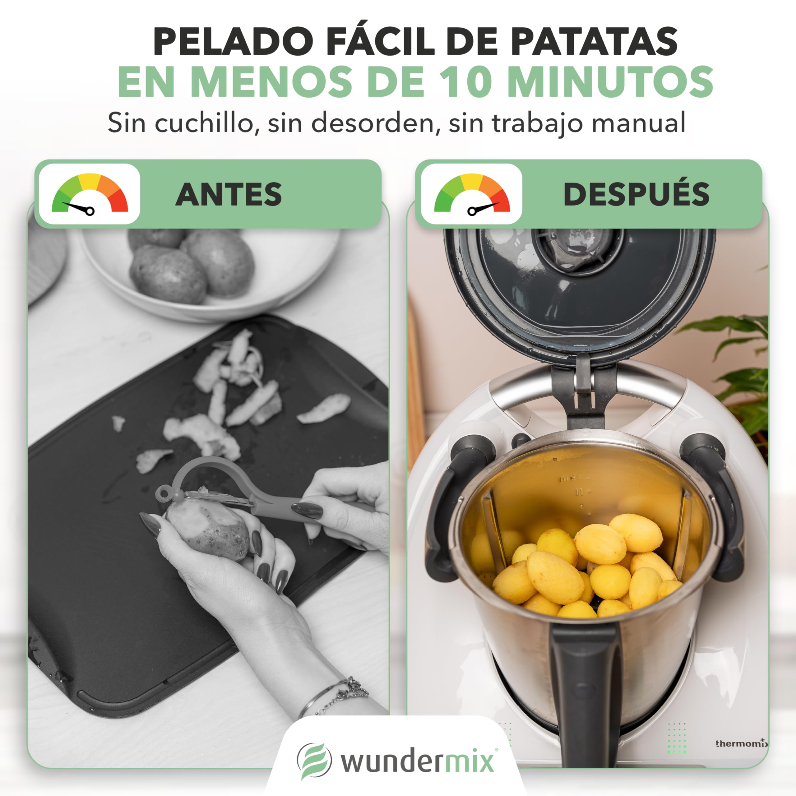 Wundermix Accesorio pelador WunderPeeler V2 para Thermomix TM7 | Compatible TM6, TM5, TM31, pelador de patatas con rallador resistente