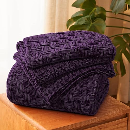 Miniatura 10 de Manta de 50 x 60 pulgadas, manta acrílica suave y acogedora, manta de punto trenzado para sofá, cama, rosa intenso