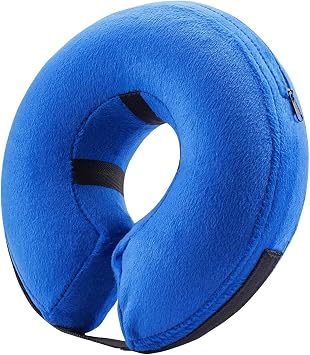 Large Inflatable Dog Cone | Cloud-Soft Neck 14"-18" | Scratch-Proof, Machine-Washable, Dual-Collar Lock, 10-Second Fold, Furniture-Safe Recovery Ring