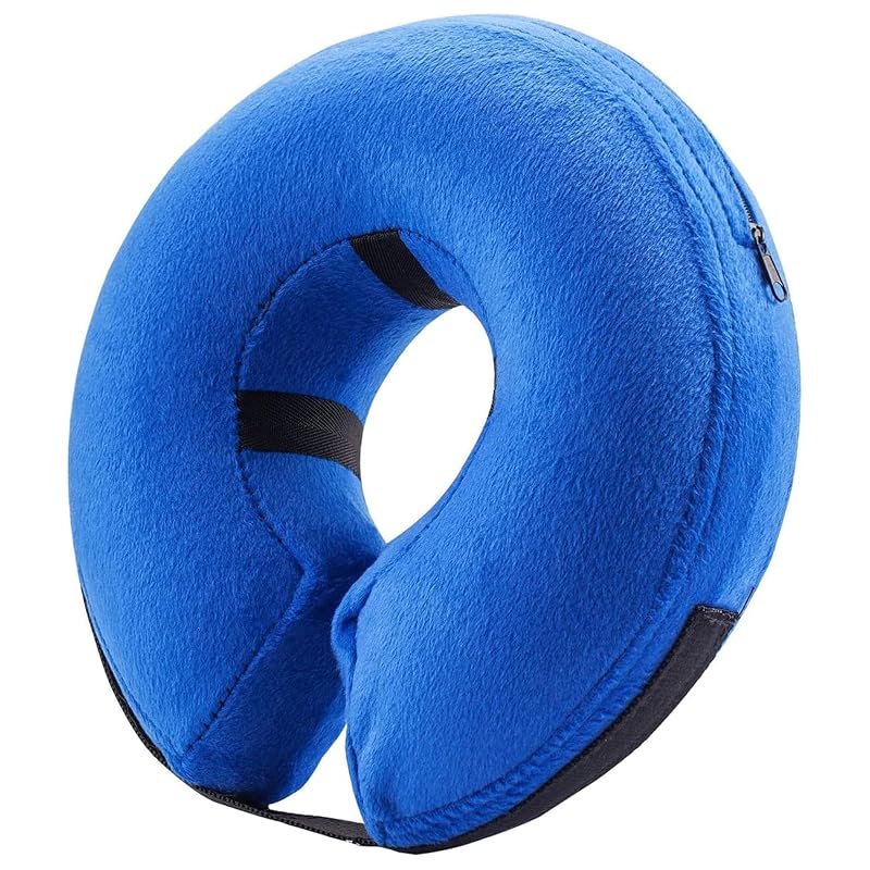 Colar inflável de recuperação para cães com tecido resistente, Elevon Blue, pescoço 35,56–45,72 cm, pacote com 2
