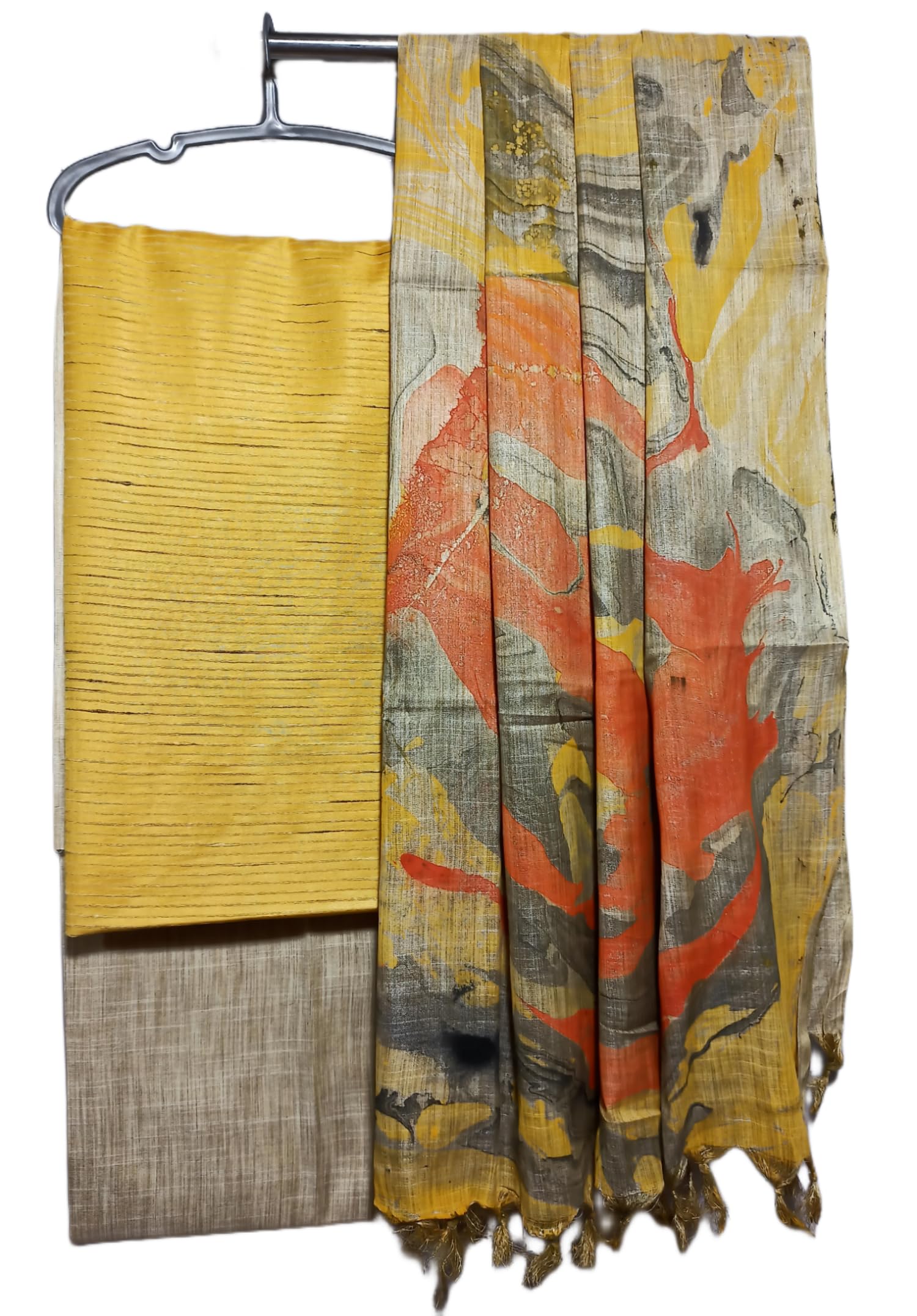Women's Cotton Silk Unstitched Salwar Suit Dress Material With Marble Print Dupatta-image-12