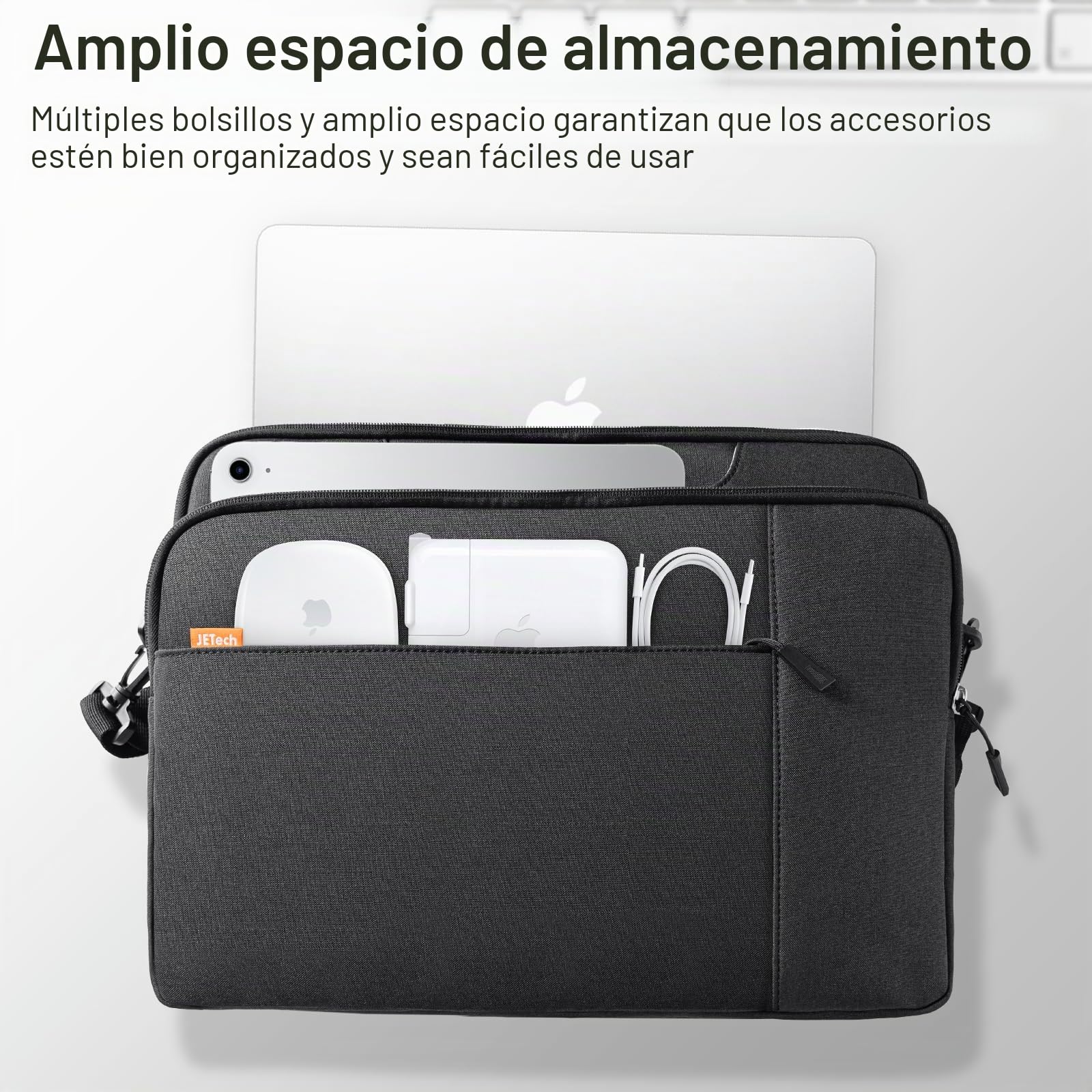 JETech 15 15,6 16 Pulgadas Maletín, Funda Impermeable para Computadora Compatible con MacBook Air/Pro 15/16, Surface Book 3/2 15, Dell Inspiron 15,6, HP Pavilion 15,6 (Negro)