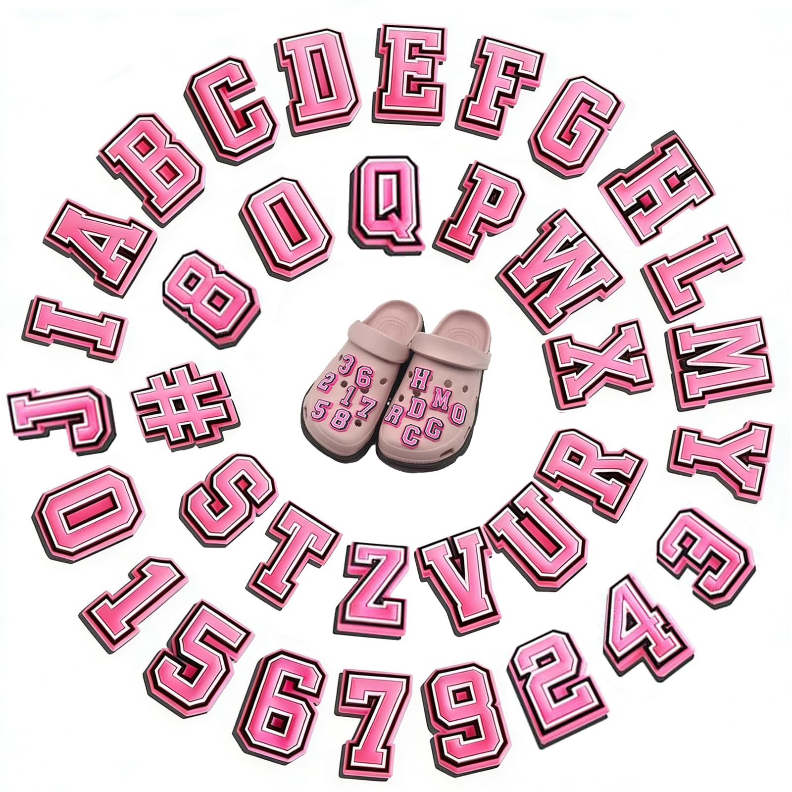 37 Pcs Number Letter Shoe Charms, A-Z Letters & 0-9# Numbers Shoe Charms, Durable Shoe Accessories, Waterproof PVC Shoe Decorations Compatible for Crocs, DIY Decorative Shoe Gifts For Boys Girls