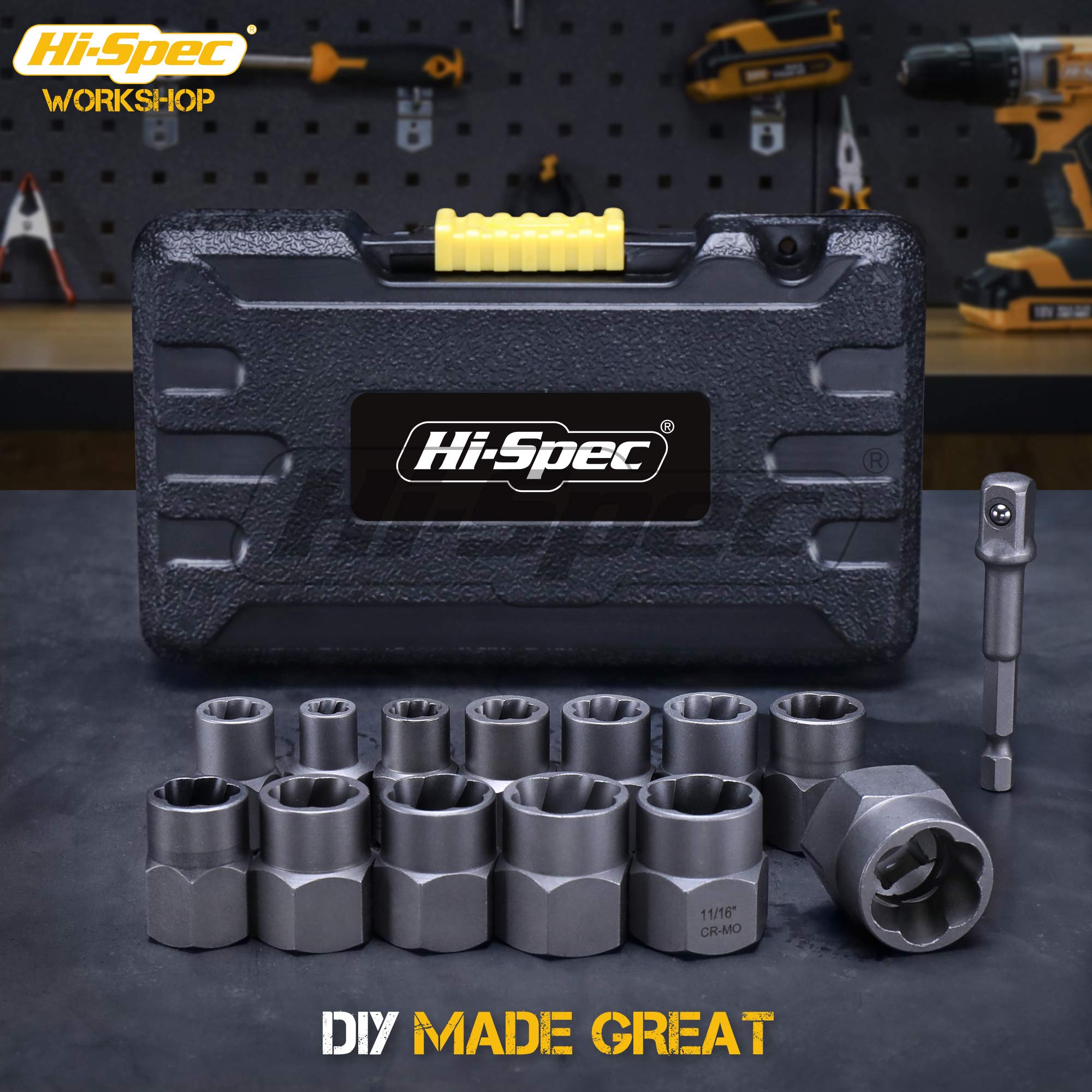 Buy HiSpec 14pc Nut & Bolt Grip Extractor Socket Set. Easily Remove
