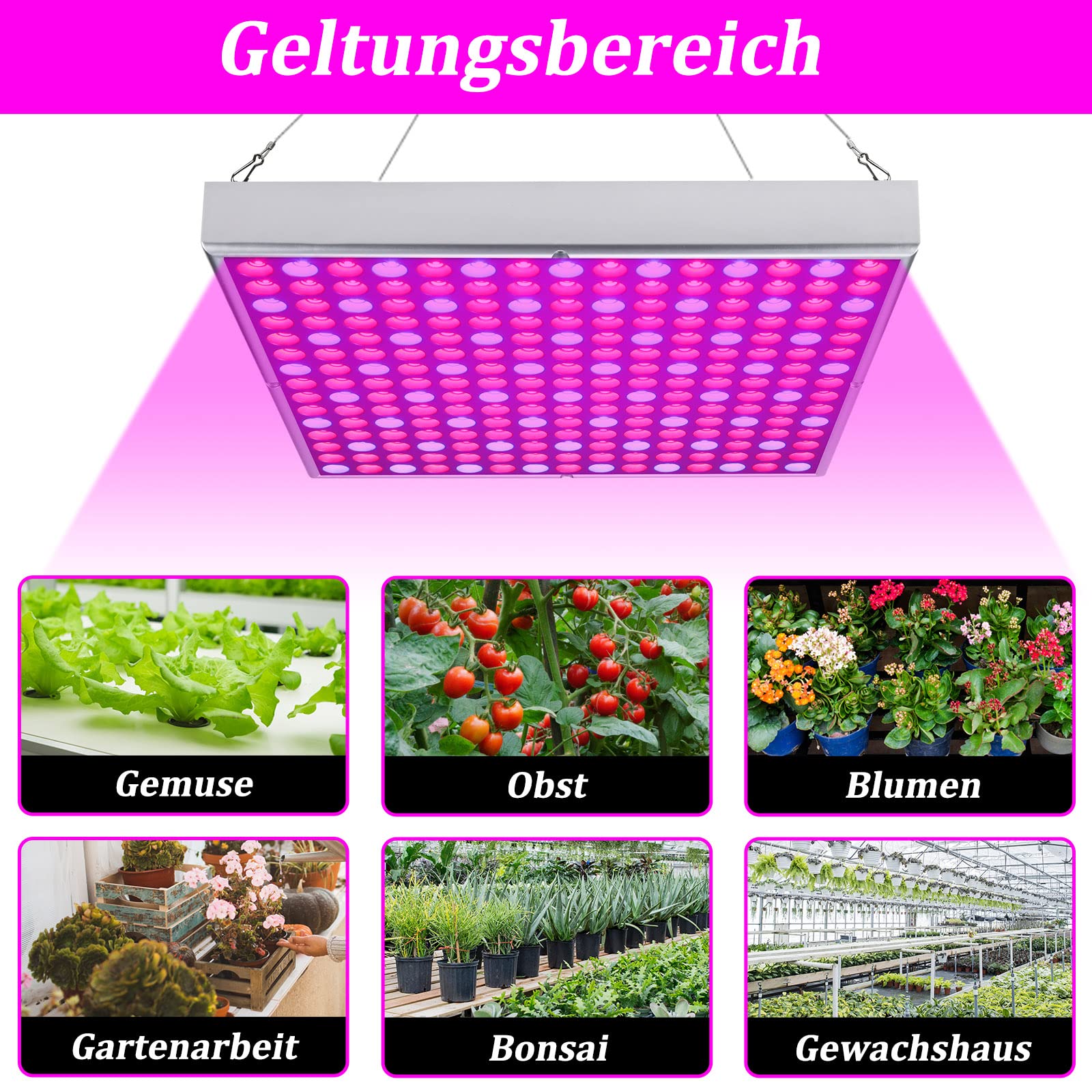 Herrselsam 4x15W Pflanzenlampe LED, LED Grow Light Pflanzenlicht Vollspektrum mit 225 Rot & Blau LEDs Grow Lampe, Pflanzen Wachstum Zimmerpflanzen Gemüse und Blumen im Garten