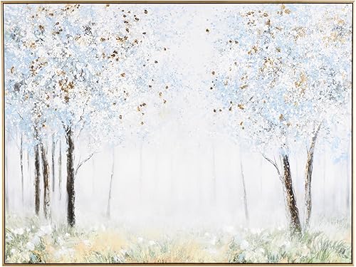 Miniatura 8 de Deco 79 Lienzo de paisaje con marco plateado 71 x 2 x 48 pulgadas blanco