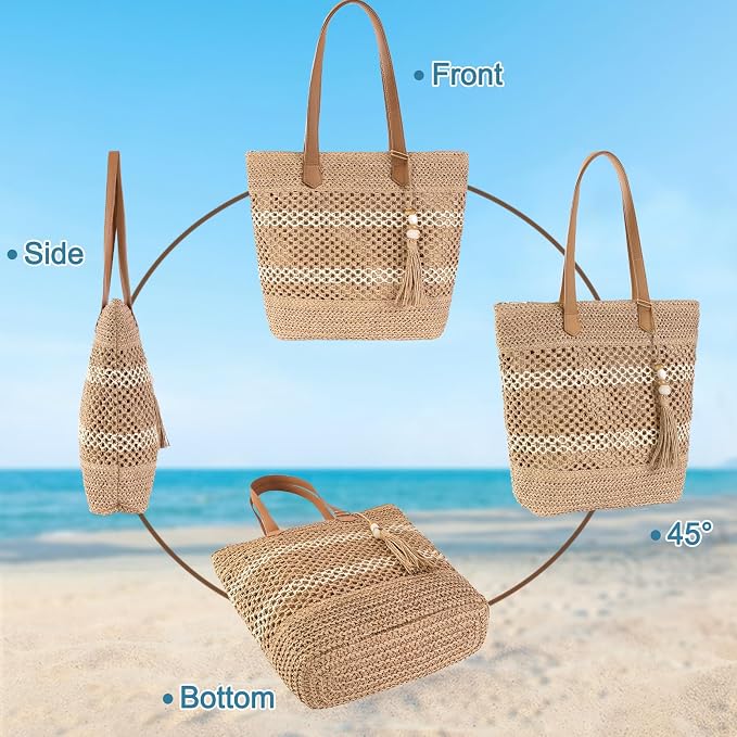 Bolso Tote de Paja para Mujer miniatura 7