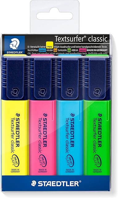 STAEDTLER Textsurfer Classic 364 zakreślacz  różne kolory, 4 sztuki