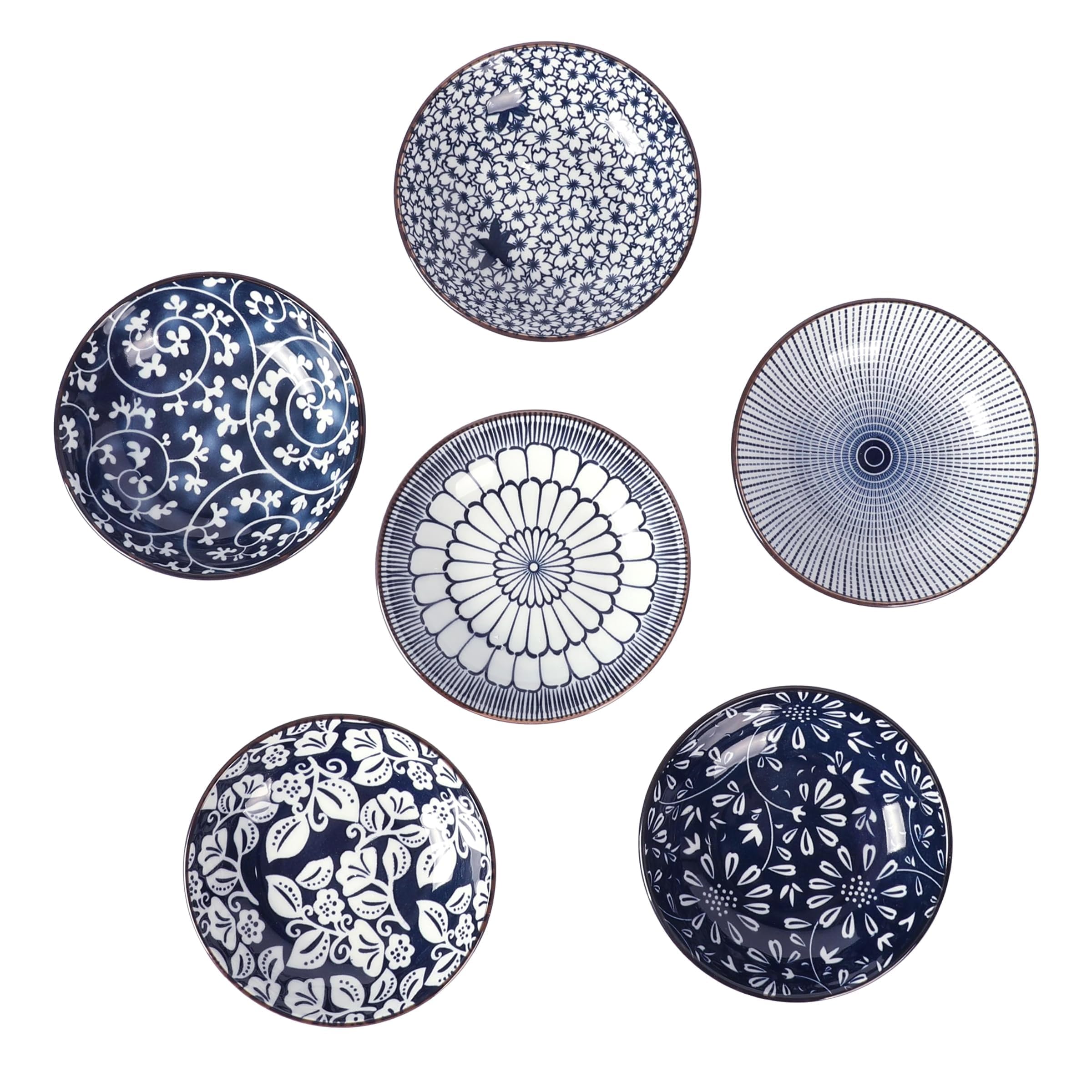 6Pcs Soy Sauce Dish Ceramic, Dipping Bowls, Small Bowls Side Dishes Dips for Dipping Sauces, Dip Bowl for Condiments and Snacks, Japanese Plates, Tapas Dishes for Sushi, Spice Soy Barbecue Party
