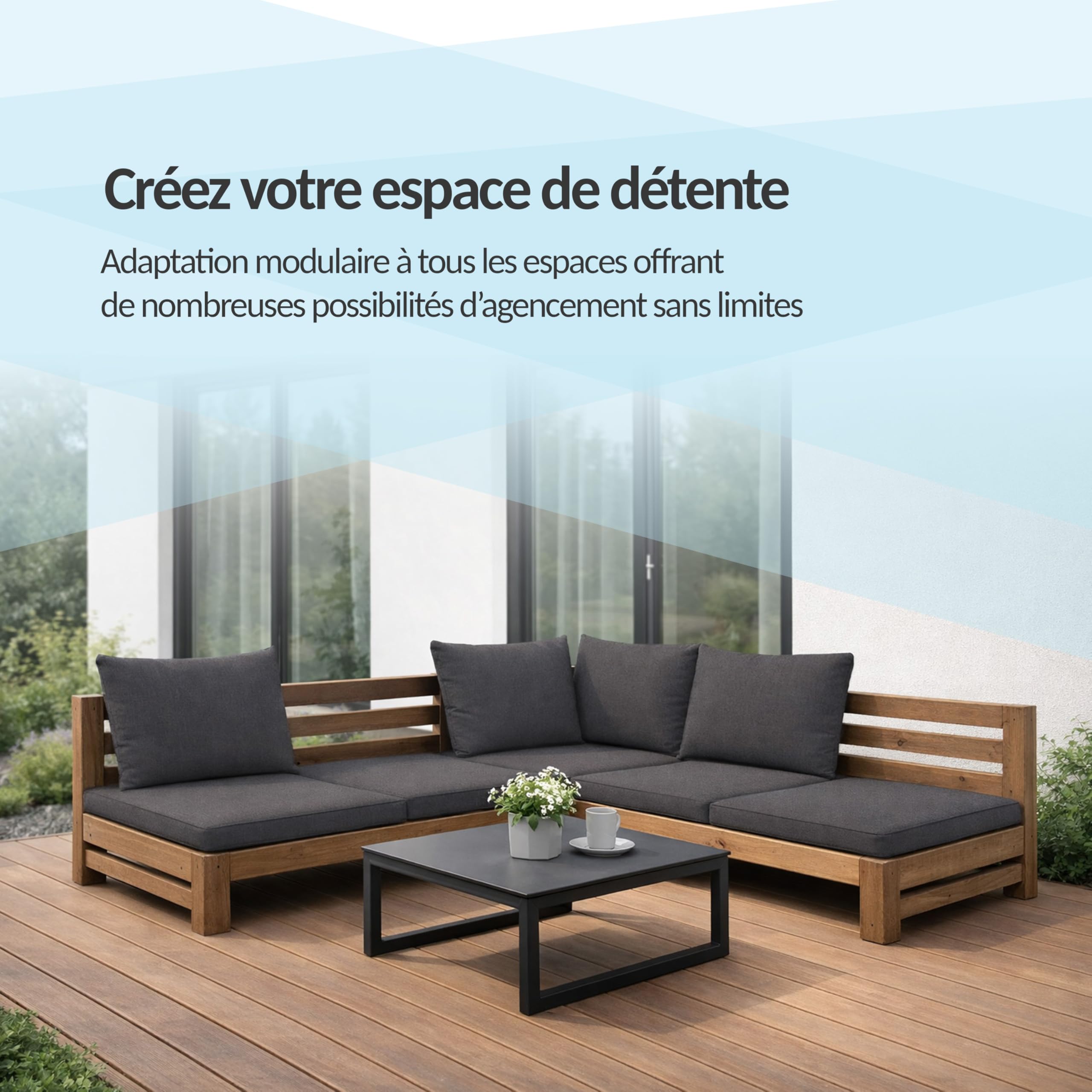 POKAR Coussins d'assise Coussin Extérieur Jardin Assise Coussin Chaise Jardin Galette de Chaise pour Extérieur, Jardin, Balcon 50x50x5 cm, Beige