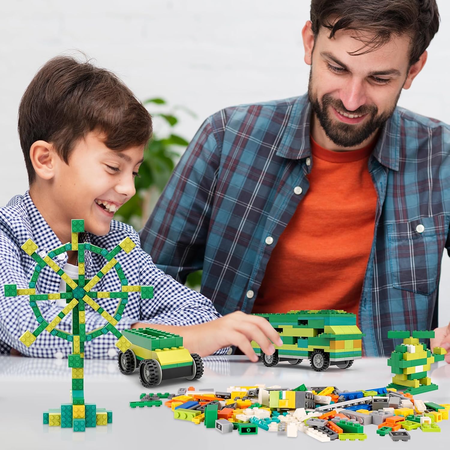 1200 Creative Building Blocks Set Compatible with Major Brands Classic, Includes Dual-Sided and Single-Sided Baseplates, Variety of Accessories to Spark Imagination (boy)