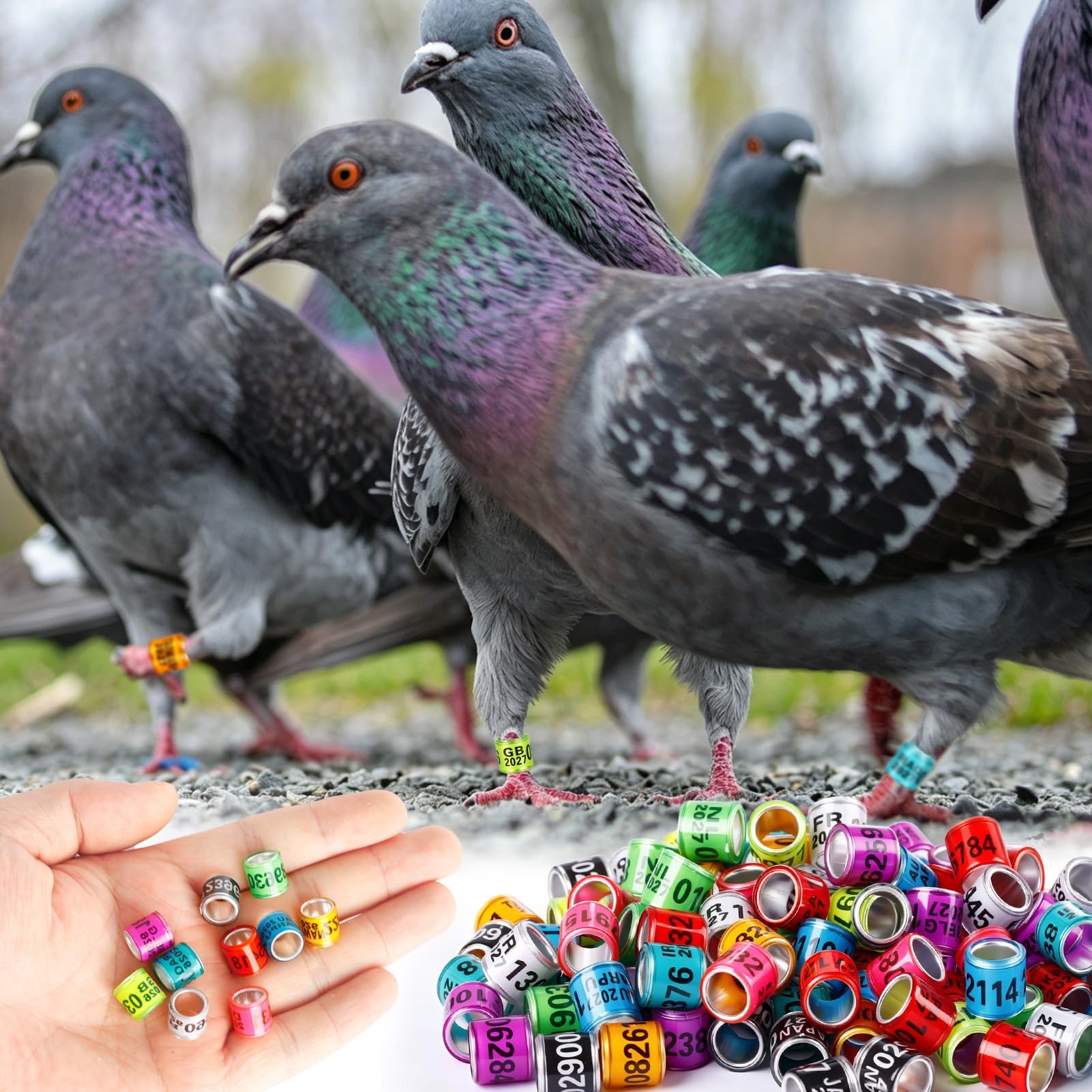 Anillos de aluminio para patas de paloma 10 colores identificación bandas 2026
