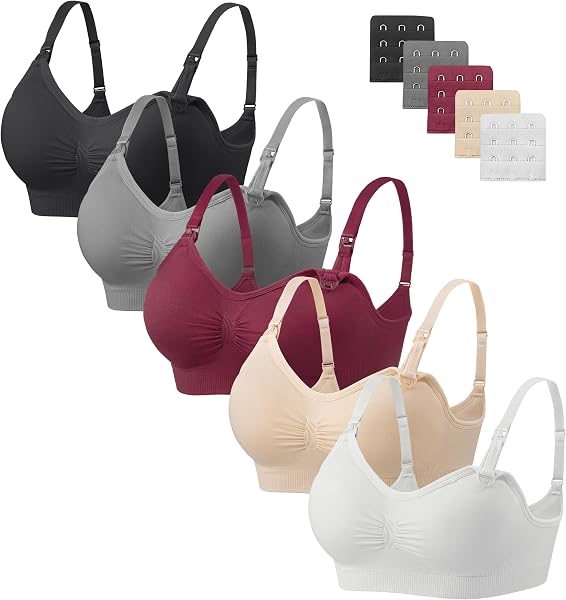 HBselect 5 Pcs Soutien-Gorge d'allaitement Maternité Soutien-Gorge d'allaitement sans Couture - 1
