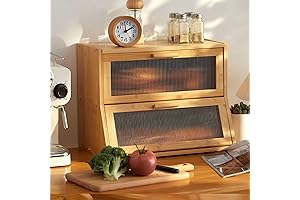 Extra Large Bamboo Bread Box for Kitchen Countertops