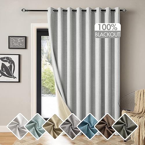 MIULEE Cortina 100% opaca de lino texturizado para puerta corrediza de patio, dormitorio, sala de estar, cortina divisora de habitación, 1 panel de