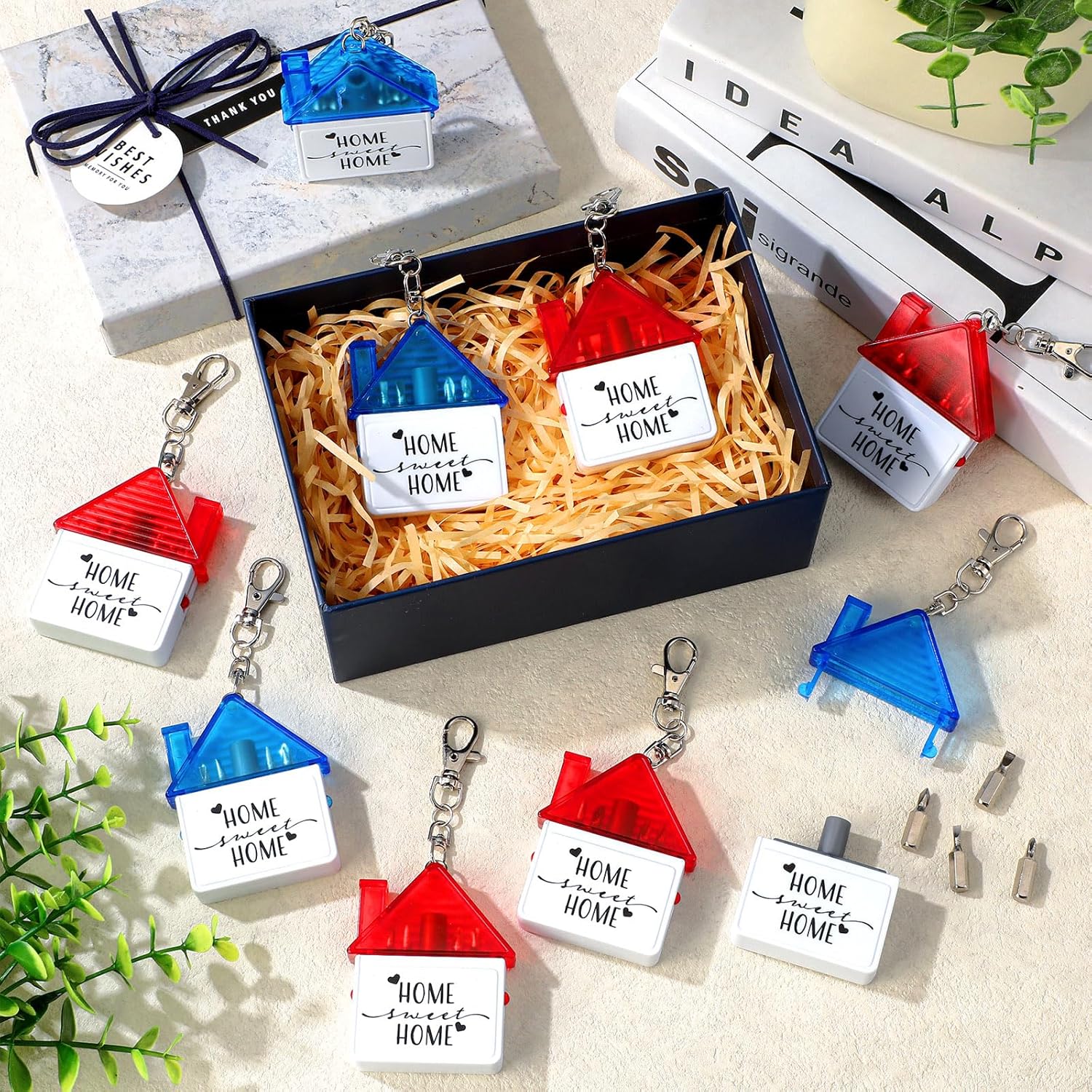 30 Pcs House Shape Screwdriver Keychain Bulk Home Sweet Home Real Estate Closing Gifts from Agent for Buyers Client Homeowner Housewarming Party Favors Easter Basket Stuffers