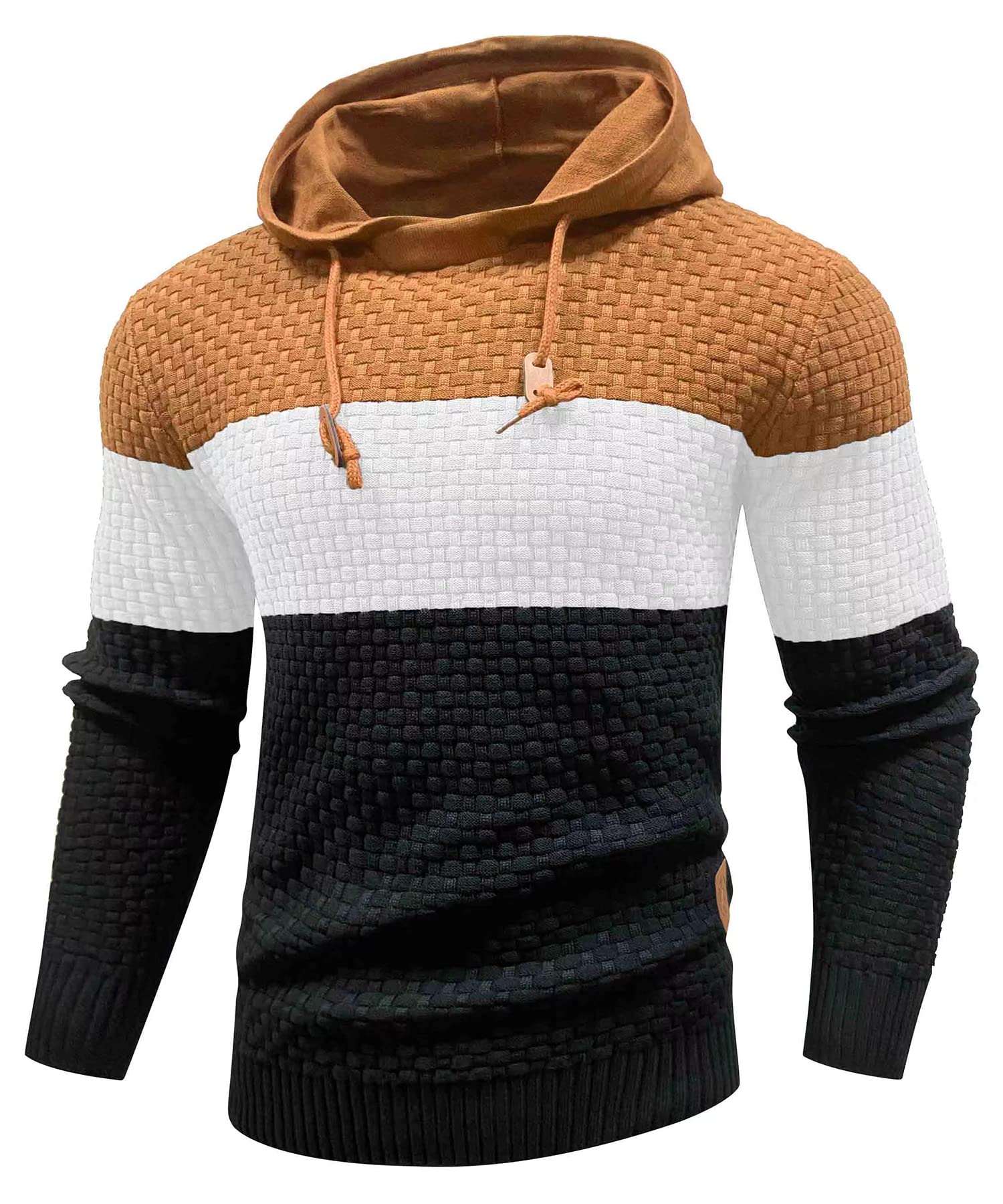 Zaitun Mens Hooded Sweatshirt Long Sleeve Knitted Pullover Sweater