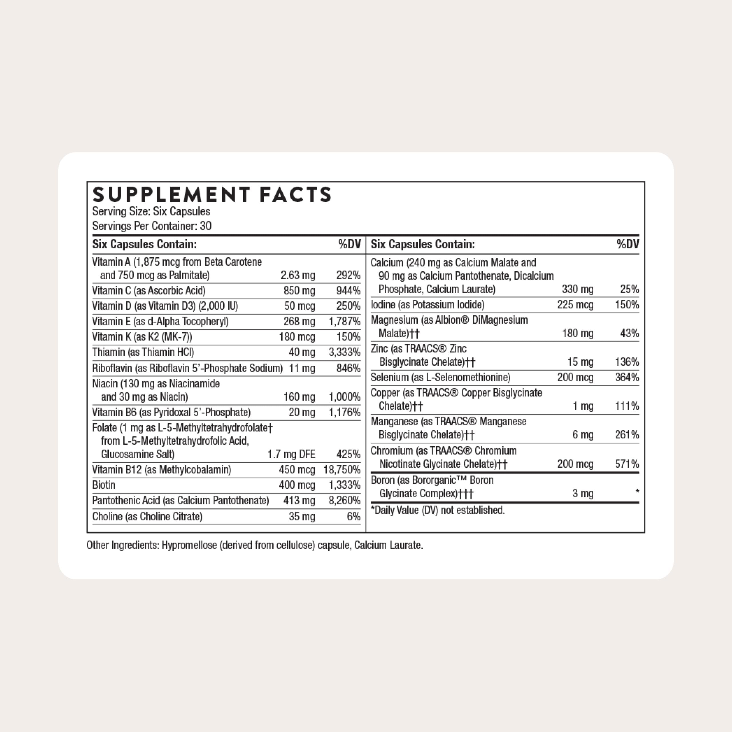 Women's Multi 50+ Supplement Facts