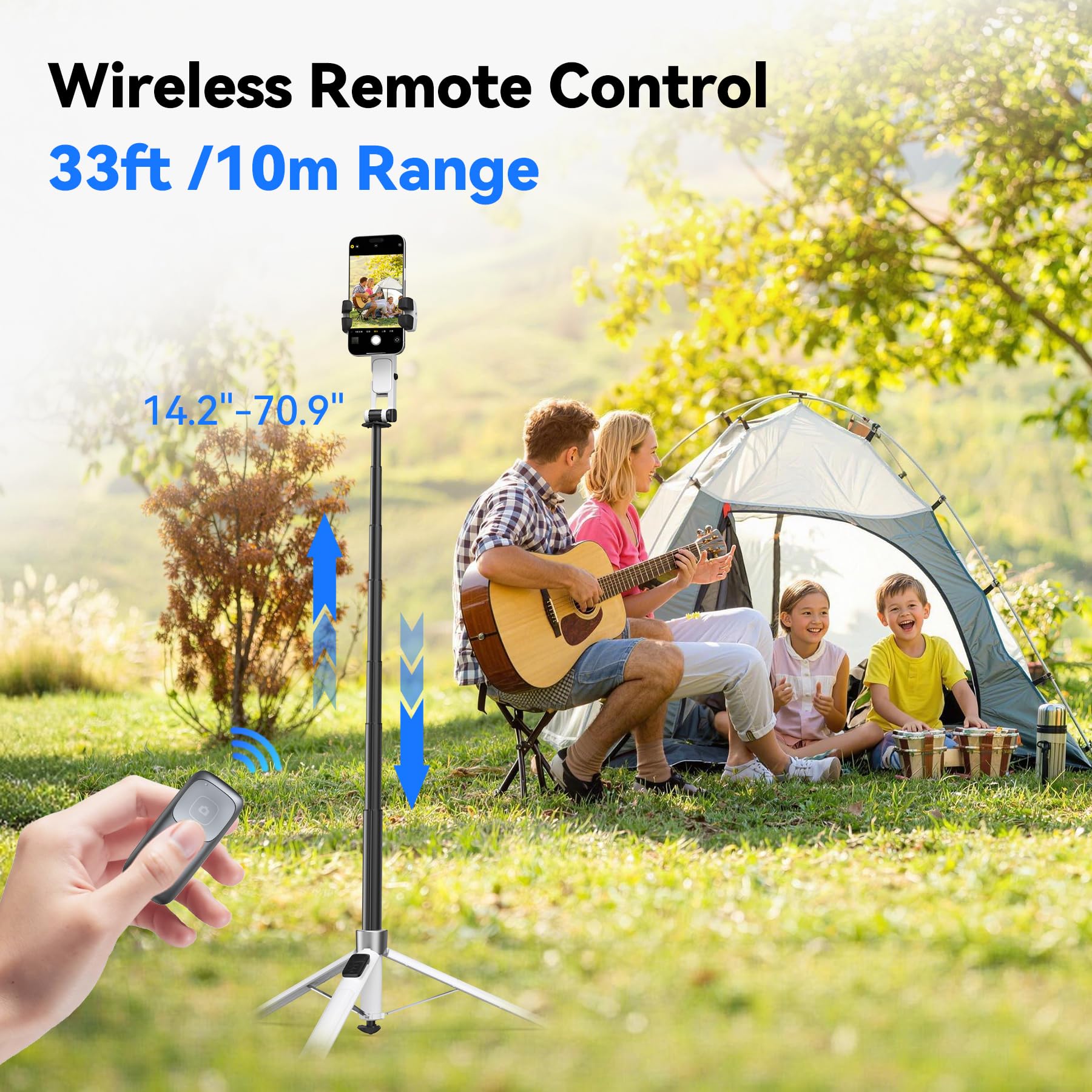 Treppiede automatico per iPhone con luce da 71 pollici Selfie Stick Treppiede Stand segue il tuo movimento Stabilizzatore cardanico a 360 ° con telecomando wireless per Creatore di contenuti Vlog